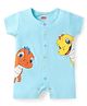 Babyhug Interlock Knit Half Sleeves Romper With Dragon Print - Light Blue