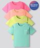 Bonfino 100% Cotton Knit Half Sleeves Solid T-Shirts With Pockets Pack of 4 - Multicolor