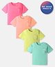 Bonfino 100% Cotton Knit Half Sleeves Solid T-Shirts With Pockets Pack of 4 - Multicolor