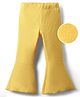 Kookie Kids Knit Full Length Solid Flared Pant With Rib & Stretch - Yellow
