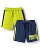Honeyhap Premium 100% Cotton Knee Length Text Printed Shorts Pack Of 2 - Navy Blue & Neon Green.