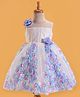 Rassha Sleeveless Floral Applique Sequin Embellished & Embroidered Dress - White