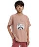 Rare Ones Cotton Half Sleeves Raccoon Printed Tee - Orange