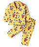 Babyhug Cotton Knit Full Sleeves Front Open Night Suit with Rocket Print - Yellow