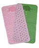 AAZEEM Anti Skid Bath mat with Foot Scrubber for Bath Room Shower mat with Suction Cups & Drain Holes Silicone Floor mat for Kids & Adults Pink,Green - Pack of 2