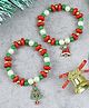 Asthetika Christmas Theme Set Of 2 Bell & Tree Designed Beaded Bracelets - Red & Green