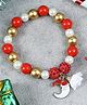 Asthetika Christmas Theme Santa Claus Moon Designed Beaded Bracelet - Red