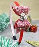 Asthetika Christmas Theme Floral Designed Glitter Detailed Bow Hair Band - Red
