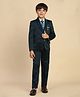 P-MARK Full Sleeves Solid Shirt With Waistcoat Sequin Embellished Blazer Pant & Tie Set - Dark Green