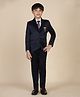 P-MARK Full Sleeves Solid Shirt With Waistcoat Blazer Pant & Tie Set - Navy Blue