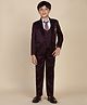 P-MARK Full Sleeves Solid Shirt With Waistcoat Blazer Pant & Tie Set - Wine