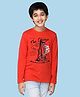 NUSYL Cotton Blend Full Sleeves Boat & Life Is A Journey Text Printed Tee - Red