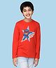 NUSYL Cotton Blend Full Sleeves Superhero Printed Tee - Red