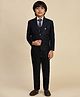 P-MARK Full Sleeves Solid Shirt With Waistcoat Textured Blazer Pant & Tie Set - Navy Blue