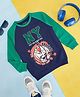Pantaloons Junior Cotton Full Raglan Sleeves NY Text Printed Sweatshirt - Navy Blue