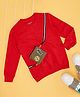 Pantaloons Junior Cotton Full Sleeves Sweatshirt With Typography Patch Detailed Attached Bag - Fiery Red