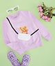 Pantaloons Junior Full Sleeves Teddy Bear Printed Sweatshirt With Attached Bag - Lilac