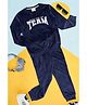 Pantaloons Junior Full Sleeves Team Text Puff Printed Sweatshirt & Joggers Set - Blue