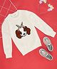 Pantaloons Junior Full Sleeves Sequins Embellished Dog Designed Sweater - Off White
