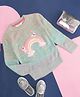 Pantaloons Junior Full Sleeves Rainbow & Animals Designed Sweater - Blue & Pink