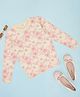 Pantaloons Junior Full Sleeves Floral Designed Sweater - Off White & Pink