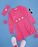 Pantaloons Junior Full Sleeves Floral Designed Dress With Headband - Pink