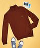 Pantaloons Junior Full Sleeves Solid Sweater - Rust Orange