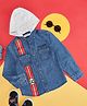 Pantaloons Junior Full Sleeves Typographic Printed Hooded Shirt - Blue