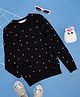 Pantaloons Junior Full Sleeves Star Foil Printed Sweater - Black