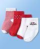 Doodle Poodle Cotton Knit Ankle Length I Love Mum & Stripe Designed Socks Pack of 4 - Red & White