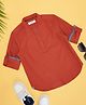 Pantaloons Junior Full Sleeves Abstract Embroidered Kurta Style  Shirt - Rust Orange