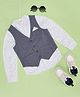 Pantaloons Junior Full Sleeves Abstract Printed Shirt With Solid Waistcoat - White