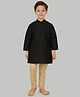 ETHNIKS NEURON Cotton Full Sleeves Damask Foil Printed Kurta Pyjama Set - Black