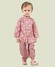ETHNIKS NEURON Cotton Full Sleeves Bandhani Printed & Striped Dhoti Kurta Set - Pink