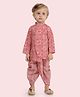 ETHNIKS NEURON Cotton Full Sleeves Floral Printed Dhoti Kurta Set - Pink