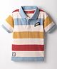 Kookie Kids Cotton Knit Half Sleeves Polo T-Shirt with Stripes - Multicolor