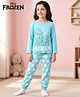 HoneyHap Disney Single Jersey Knit Full Sleeves Night Suit With Elsa Graphics - Light Blue