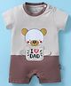 Child World Interlock Knit Half Sleeves Romper with Bear Print - Light Grey & Brown