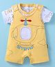 Child World Interlock Knit Dungaree Style Romper & Half Sleeves T-Shirt with Helicopter Print  - Golden