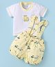 Child World Interlock Knit Half Sleeves T-Shirt & Shorts Set with Railway Print & Embroidery - Yellow