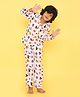 Knitting Doodles Pure Cotton Woven Halloween Theme Full Sleeves Spooky Doodles Printed Coordinating Shirt & Pajama Set - White