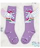 Yellow Bee Cotton Unicorn Designed & Wings Applique Detailed Socks - Purple