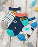Yellow Bee Cotton Pack Of 3 Dinosaur Designed & Striped Socks - Multi Colour