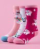 Yellow Bee Cotton Pack Of 3 Unicorn & Rainbow Designed Socks - Red Pink & White