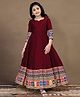 Fashion Dream Three Fourth Sleeves Floral & Ethnic Printed Maxi Dress - Maroon