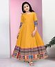 Fashion Dream Three Fourth Sleeves Floral & Ethnic Printed Maxi Dress - Mustard