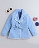 Taffykids Full Sleeves Solid Winter Jacket With Tie Up Belt - Blue
