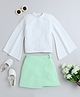 Taffykids Full Bell Sleeves Abstract Printed Top & Wrap Skirt Set - White & Green