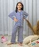 Fairies Forever Cotton Woven Full Sleeves Striped & Floral Printed Coordinating Night Suit Set - Blue