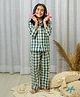 Fairies Forever Cotton Woven Full Sleeves Checked Coordinating Night Suit Set - Green
